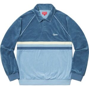 Supreme Blue and Cream Velour Polo